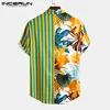 Fashion Men Hawaiian Shirt Short Sleeve Streetwear Print Striped Patchwork Summer Chic Blouse 2022 Beach Camisas INCERUN S-5XL 7 ► Photo 2/6