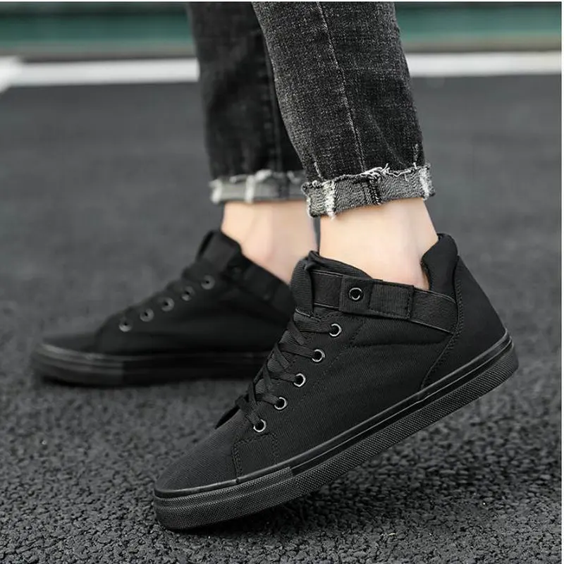 

student flats Black white canvas shoes Men casual all black sneaker spring breathable lightweight Canvas shoes A56-64