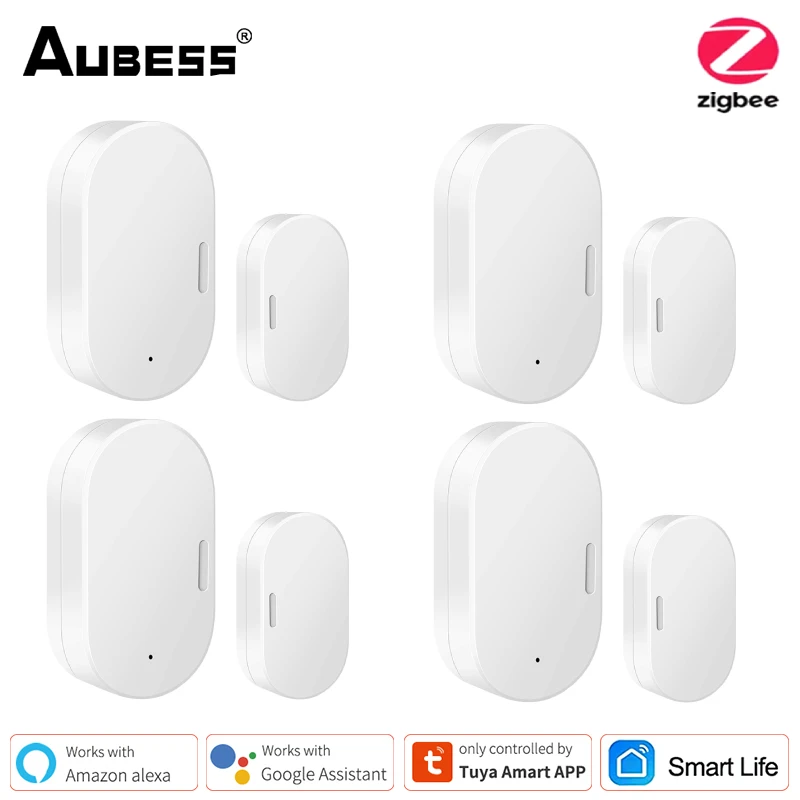 1/5/8pcs Tuya Zigbee Smart Door Window Sensor APP Remote Real-time Monitor Home Automation for Alexa Google Home,Anti-theft