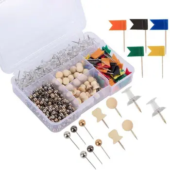 

500 Pieces Practical and Decorative Map Tacks Push Pins Set with Storage Box for Home or Office Organization, Bulletin Board, Fa