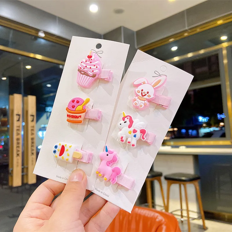 

2-3 Pcs New Korean Children Cute Cartoon Duckbill Clip Fashion Sweet Girl Princess Animal Flower Fruit BB Clip Hair Accessories