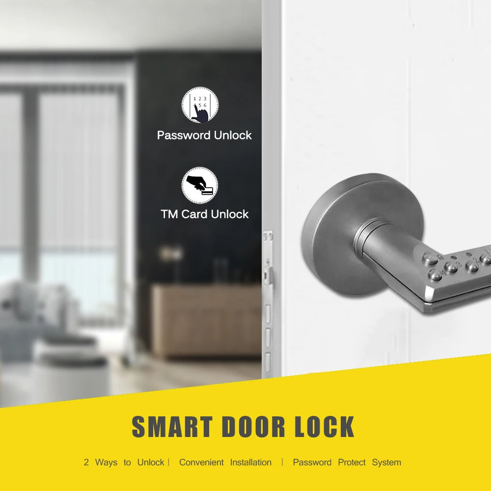 

Smart Keyless Door Lock Mechanical Door Lock Electronic Door Lock Cylinder Unlock by Code TM Card R/L Handle Type