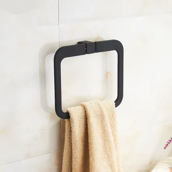 

Bathroom black square towel ring wall mount decorative towel ring bath hand towel ring