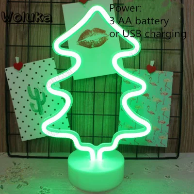 LED Neon Night Light Flamingo Pineapple Cactus Shape with Base Battery Powered Table Lamp for kids room holiday CD50 W05 - Цвет: Тёплый жёлтый
