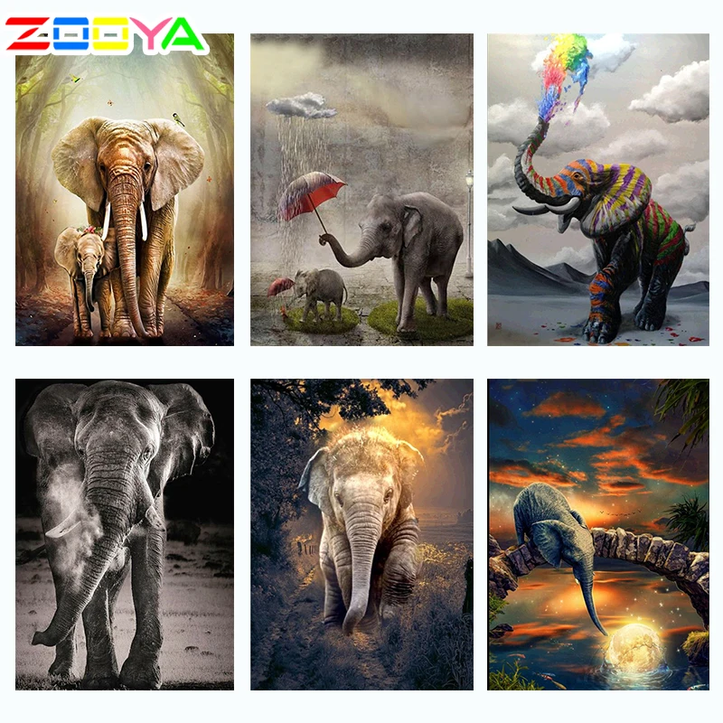 Zooya 5D Diy алмазная живопись Слон Полная квадратная 3D Алмазная вышивка животные