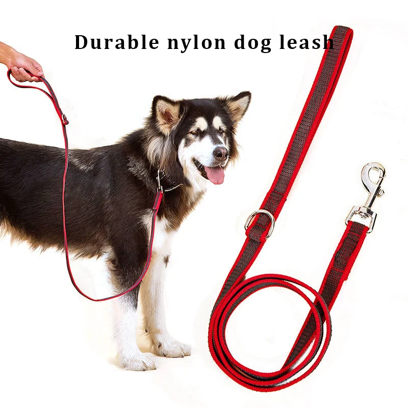 KOMMILIEF Durable Nylon Dog Leash Lead 1-2M Length Pet Training Leash for Medium Large Dogs Outdoor Walk Dog Traction Rope