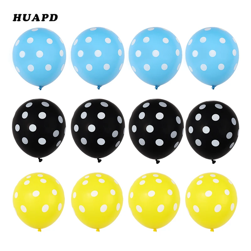 12pcs/lot 12" latex Balloons/ Mickey Themed Party Decors/ Black Yellow& Red Balloons/ Baby Shower First Birthday Decors