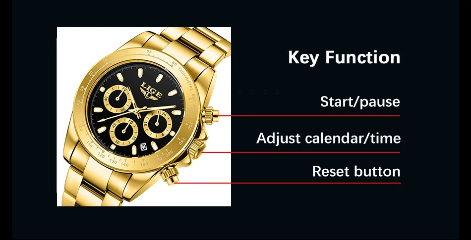 2022 LIGE Military Sport Mens Watches Top Brand Luxury Gold Quartz Watch For Men Stainless Steel Waterproof Clock Men's Watch