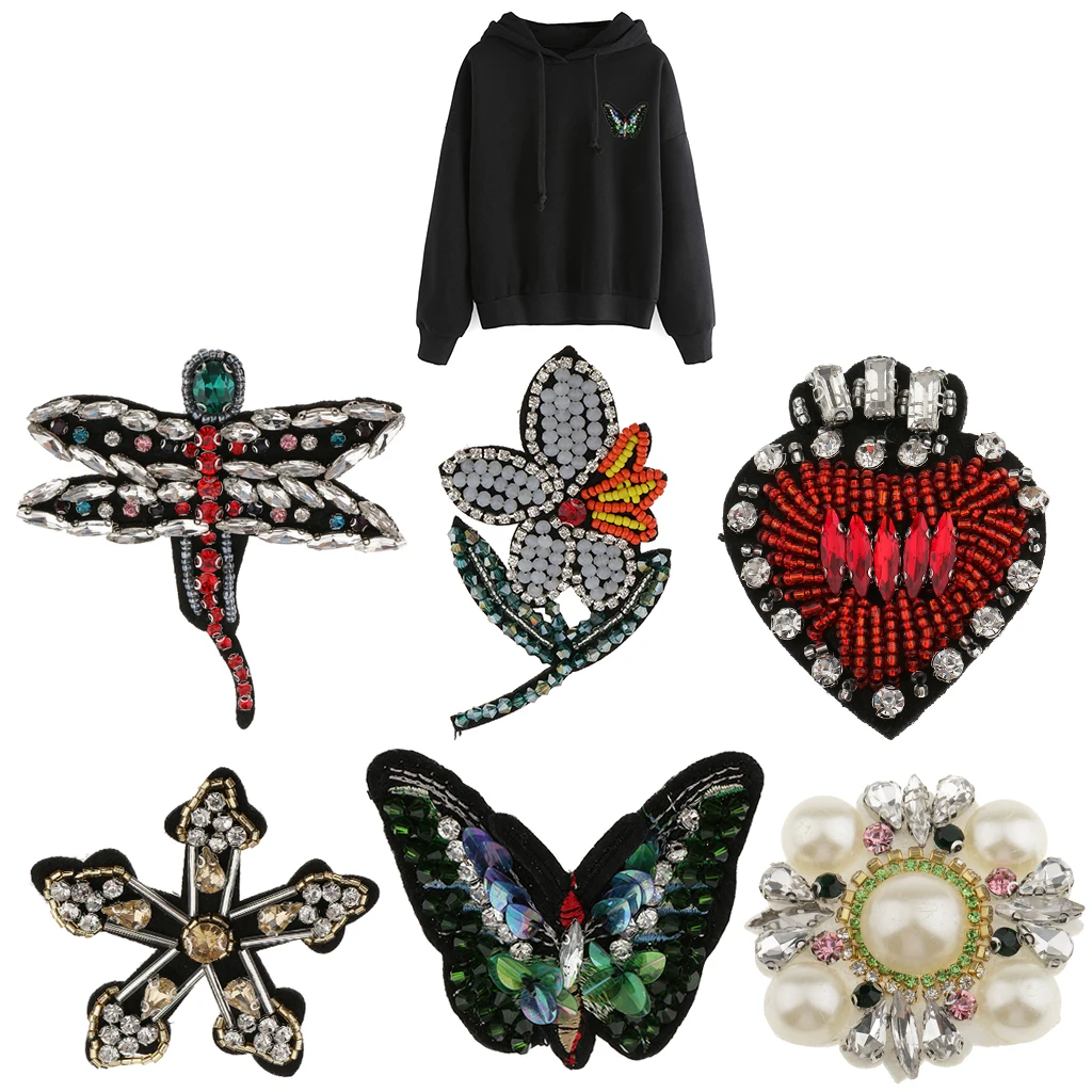 Sweet Heart Rhinestone Appliques For Wedding bridal Dress Applique Wedding Neckline Patch Sweater Skirt Hats Bags Dolls Coats