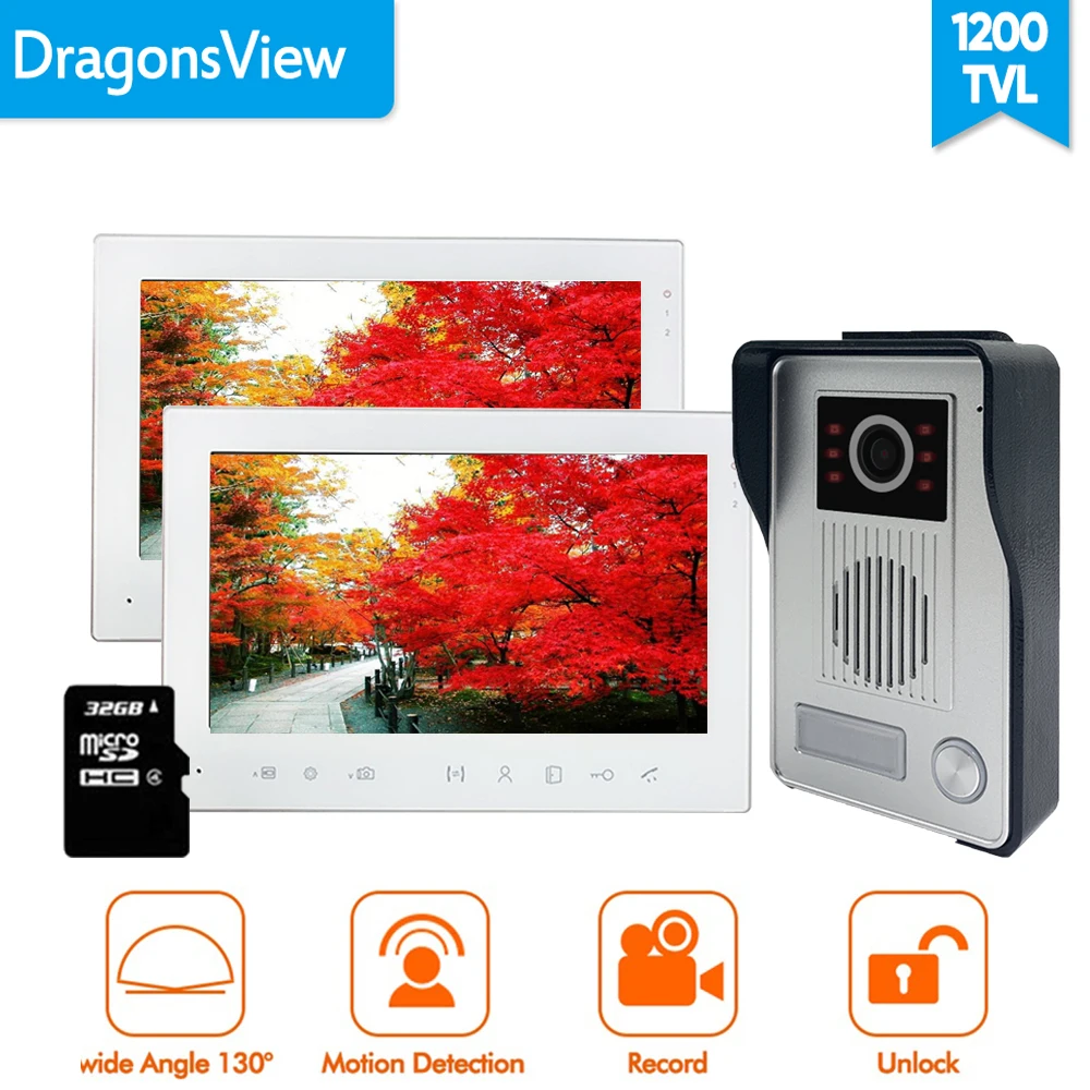 [Wide Angle] Dragonsview Video Door Phone 1200TVL Doorbell With Camera Home Intercom System