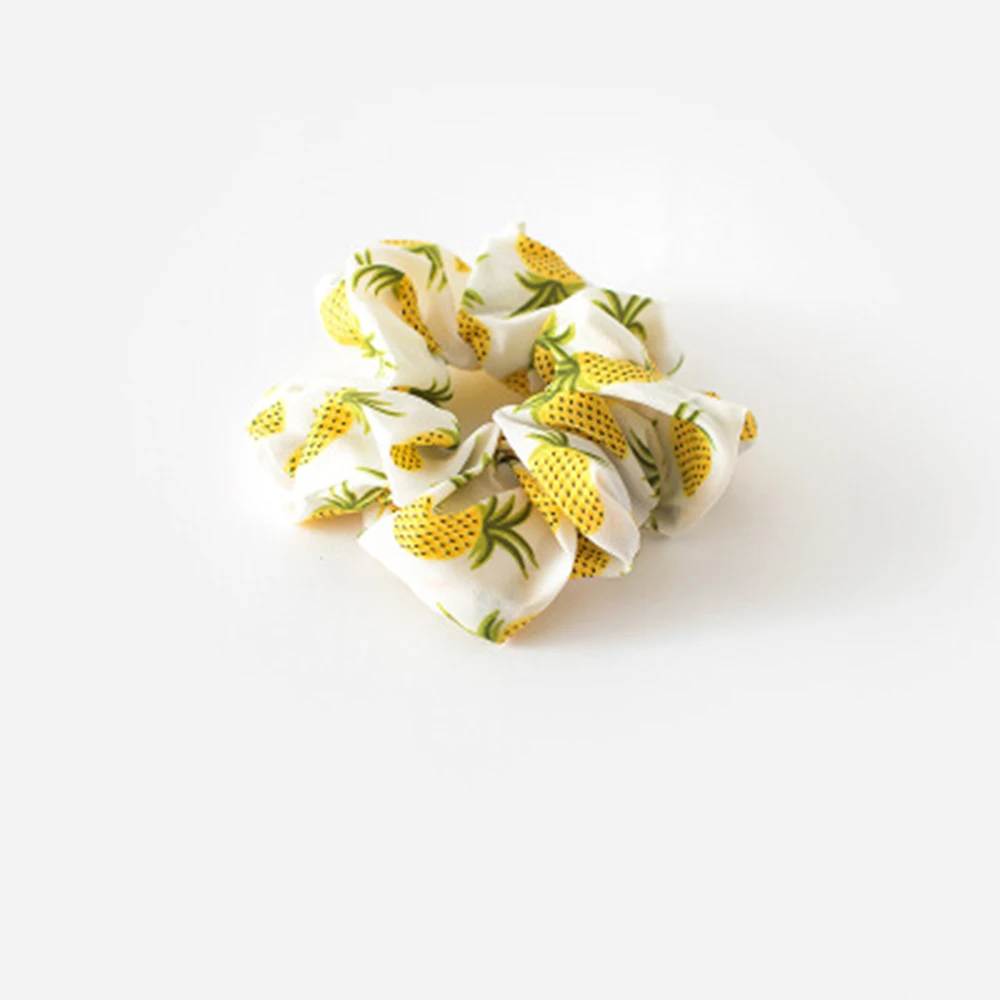 Korean Women Pineapple Print Hair Rope Striped Lady Scrunchies Ponytail Hair Female Holder Rope Pineapple Print Hair Accessories - Цвет: white