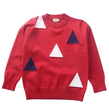 Свитера для больших мальчиков с треугольниками, вязаная одежда на рост 150-190 см, Рождественская трикотажная одежда, пуловер, хлопковая детская одежда