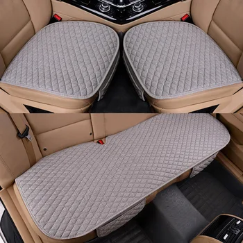 

3pcs 1pc Vehicle Soft Linen Fabric Styling Four Seasons Interior Front Rear Pad Mat Anti Slip Solid Cushion Car Seat Cover