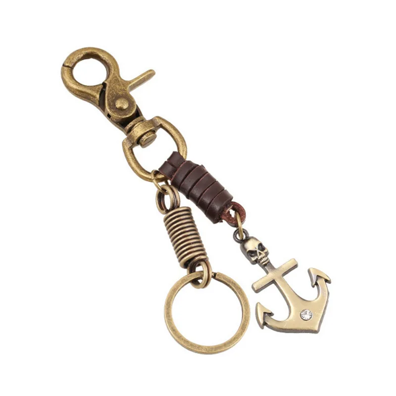 

Men Retro Cattle-leather Key Ring Alloy Boat Anchor Pendant Girl'S Backpack Pendant
