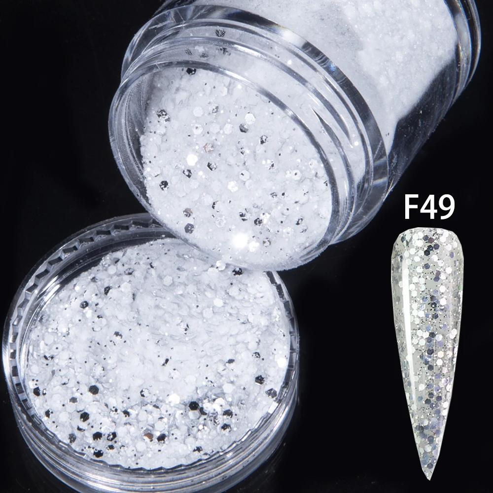 LOVCARRIE Acrylic Powder Professional Nail System Dust Gold Silver Purple Mix Glitter Acrylics Powder 10ML Nail Extension Design 5