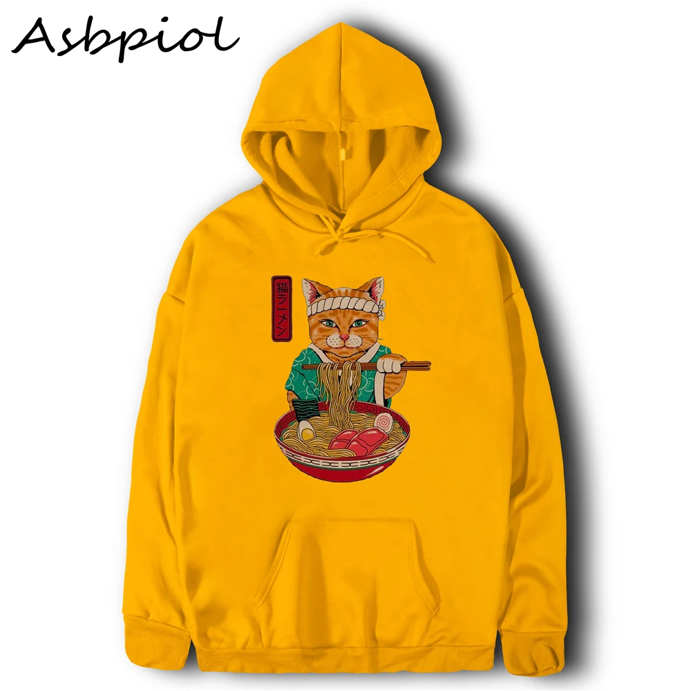  Hoodies Japanese Kawaii Cat Printing Sweatshirt Hip Hop Style Long Sleeve Hooded Shirt Autumn Winte