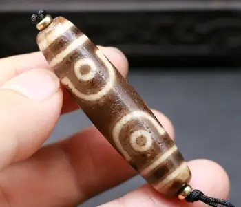 

Treasure Magic Power Tibetan Old Agate 7 Eye 4 Stripe dZi Bead Pendant Amulet 4A