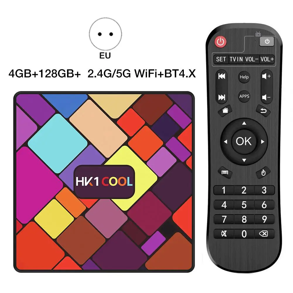 HK1 приставка RK3318 Android 9,0 четырехъядерный процессор 2+ 16/4+ 128G 2,4G/5G wifi BT4.0 4K HD сетевой плеер умный дом ТВ приставка - Цвет: EU 4GB 128GB