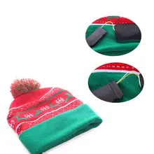 Светодиодный Рождественская вязаная шапка с подогнутыми краями шар со светодиодными огнями теплые декоративная шляпа