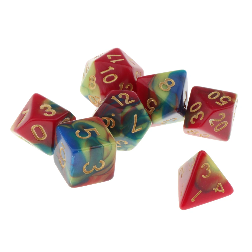 Pack of 7 Polyhedral Dices Table Board Games Party KTV for Dungeon & Dragons DND Dice Set Party Game Dices Hobby & Collectibles