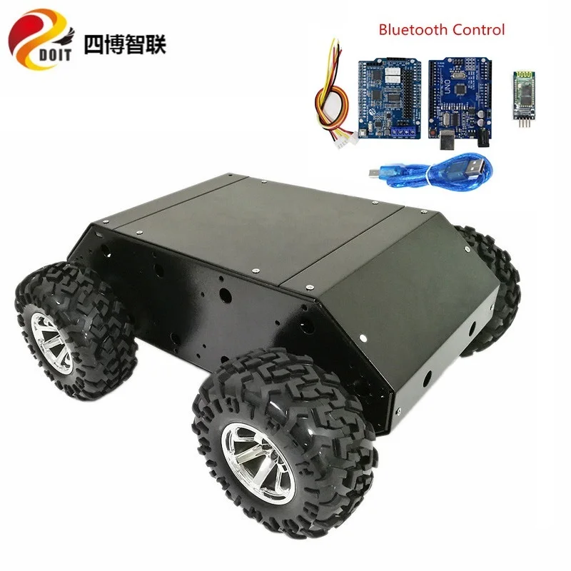 pink remote control car SZDOIT with Control Kit Large Load Metal 4WD Smart Car Chassis Kit 4-Drive Robot Platform 130mm Rubber Wheel DIY Unassembled Toy top RC Cars