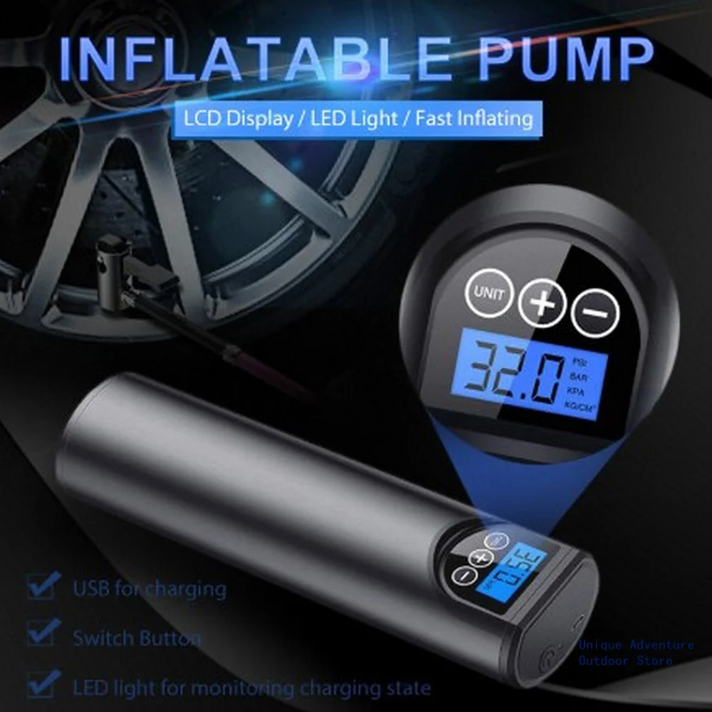 

150PSI USB Rechargeable Air Pump Tire Inflator Cordless Portable Digital Compressor Car Tire Pump For Car Bicycle Tires Bales