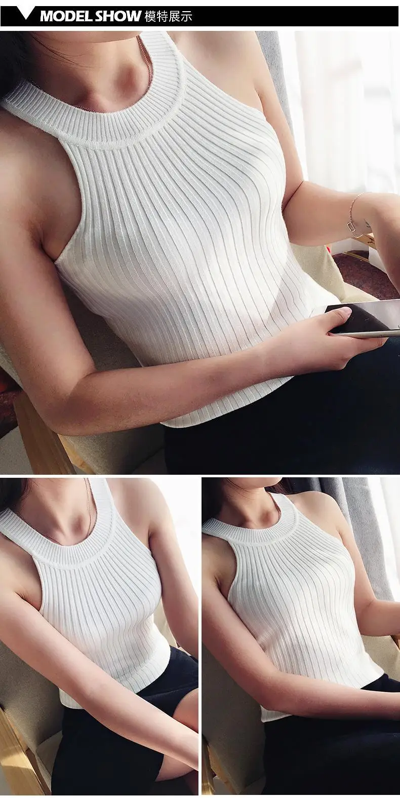 Tunic women knitted vest Camis Tank Top Sleeveless sweater female sexy clothing pullover girls pull cotton tops tricot blusas