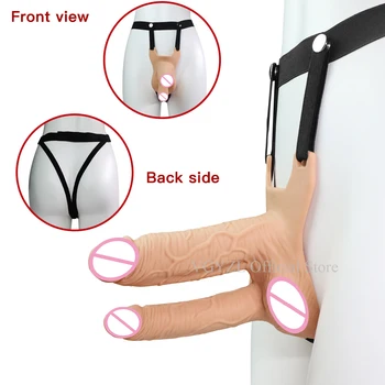 Hollow Silicone Strapon Dildo Vibrator for Men Gay Double Penetration Strap on Dildo Anal Clitoris Stimulator Penis Pump Extend 2