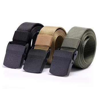 

Combat Canvas Duty Tactical Sport Belt with Plastic Buckle Army Military Adjustable Outdoor Fan Hook Loop Waistbands
