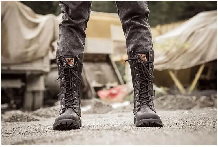 meados de bezerro botas de combate militar
