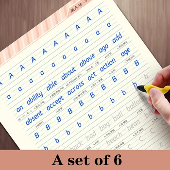 

6 Pcs English Book Learning and Writing Exercise Book Art Supplies Practical Calligraphy Calligraphy for Adult Children тетрадь