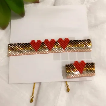 

Go2Boho Heart Bracelet for Ladies Boho Bead Jewelry Fashion Handmade Bohemian Friendship Jewellery Ring and Bracelets for Lovers