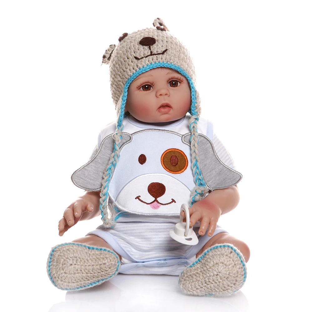 NPK 48 см bebe Кукла reborn baby boy Кукла в синем платье полное тело Мягкая силиконовая Реалистичная детская игрушка для ванны Анатомически правильная