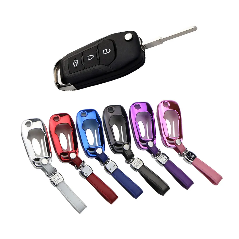 

Folded Car Key Cover Key Case Key Chain Fit for Ford Focus Everest Explorer Edge Kuga Auto Protection Key Shell Accessories