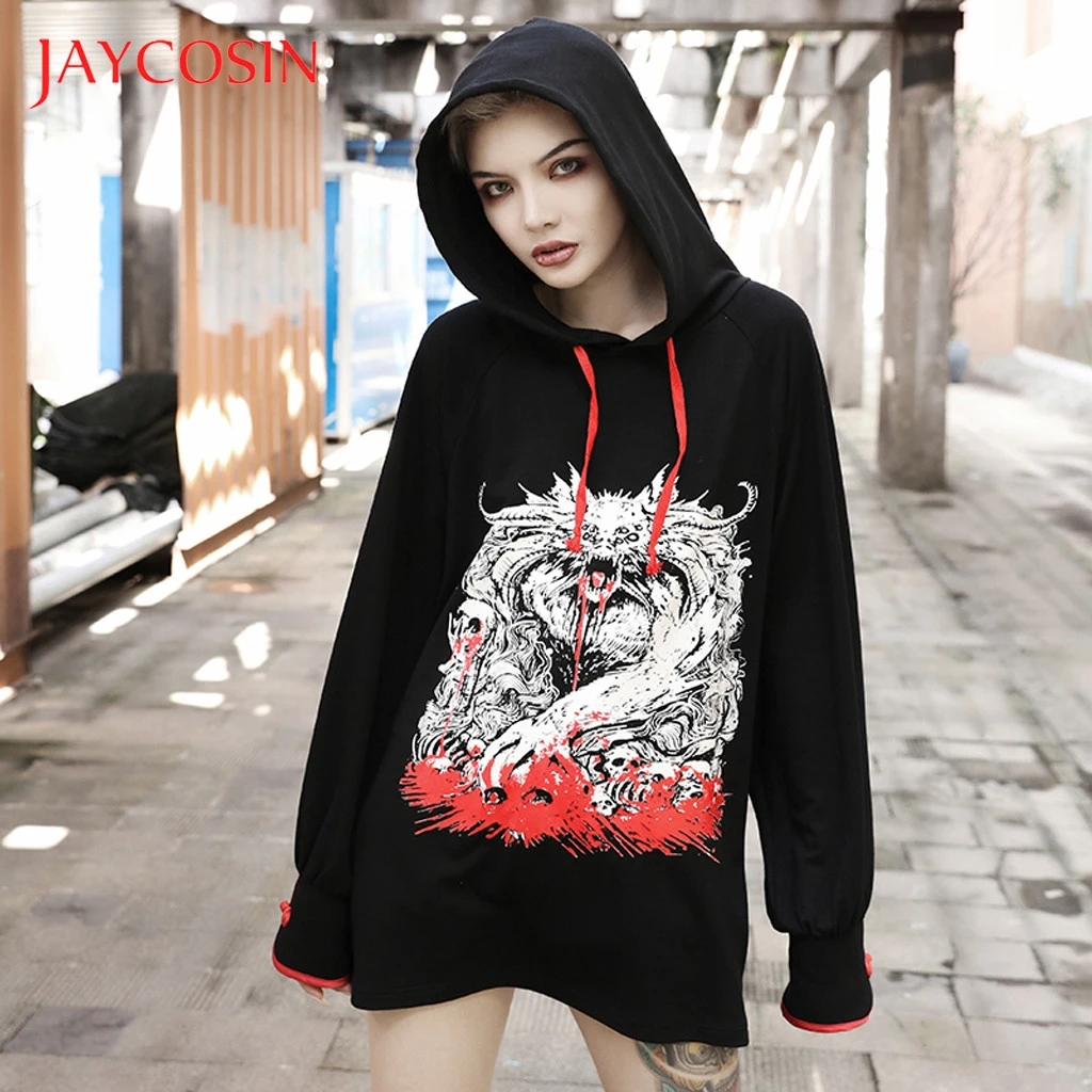 

JAYCOSIN Gothic Hoodies Women Sweatshirts Hooded Pullover Demon Sweatershirts Women Stimulate Rebellious Streetwear Hoodie815#2