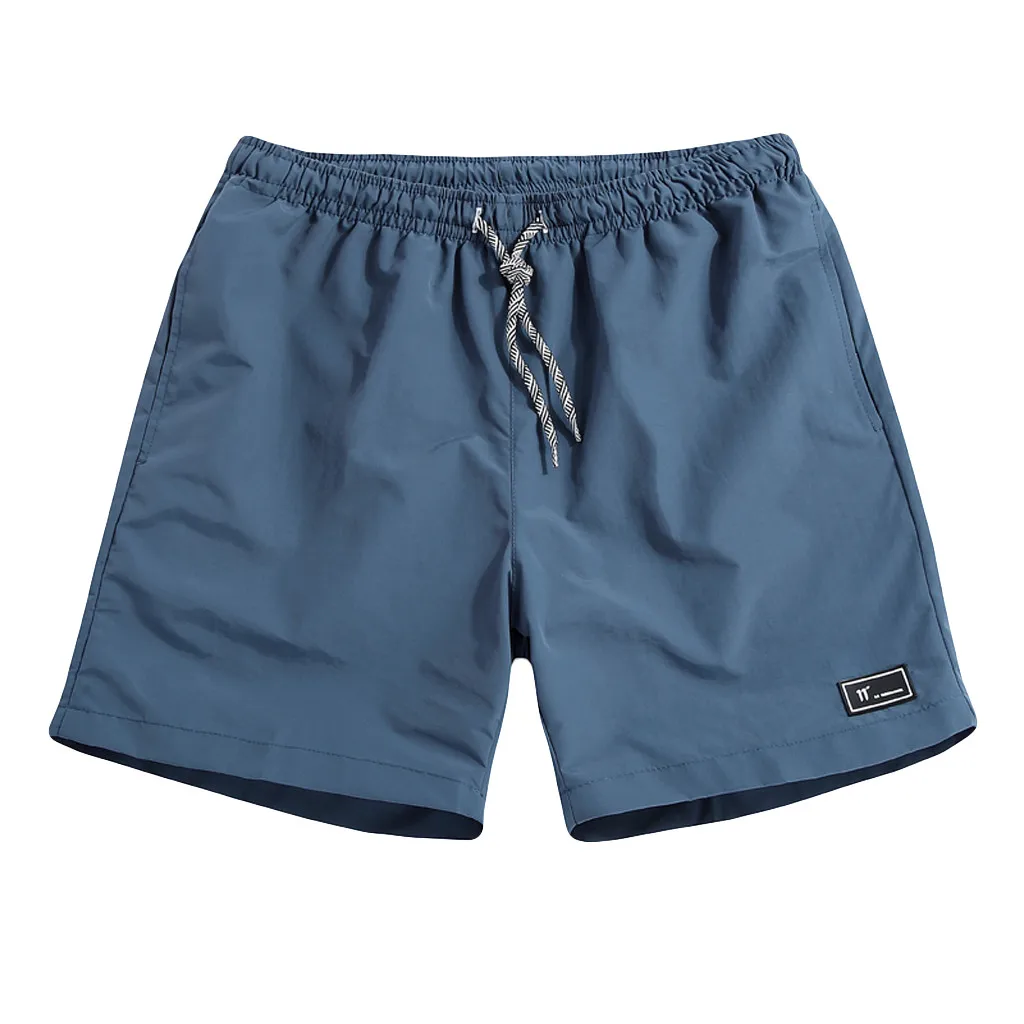 Мужские брюки короткие летние модные размера плюс тонкие быстросохнущие пляжные брюки повседневные спортивные короткие штаны для фитнеса Мужские шорты новые - Цвет: Blue