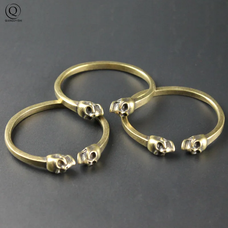 Punk Brass Skull Bangle Bracelet