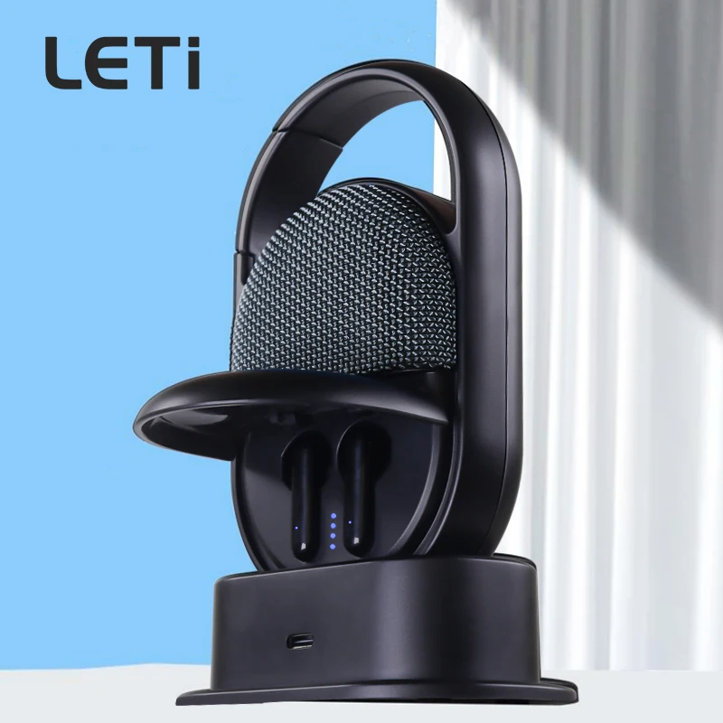 LeTi 2 in 1 Mini Speaker and TWS Earbuds Bluetooth 5.1 Wireless Earphone Portable Waterproof HiFi Sound Subwoofer Loudspeaker - ANKUX Tech Co., Ltd