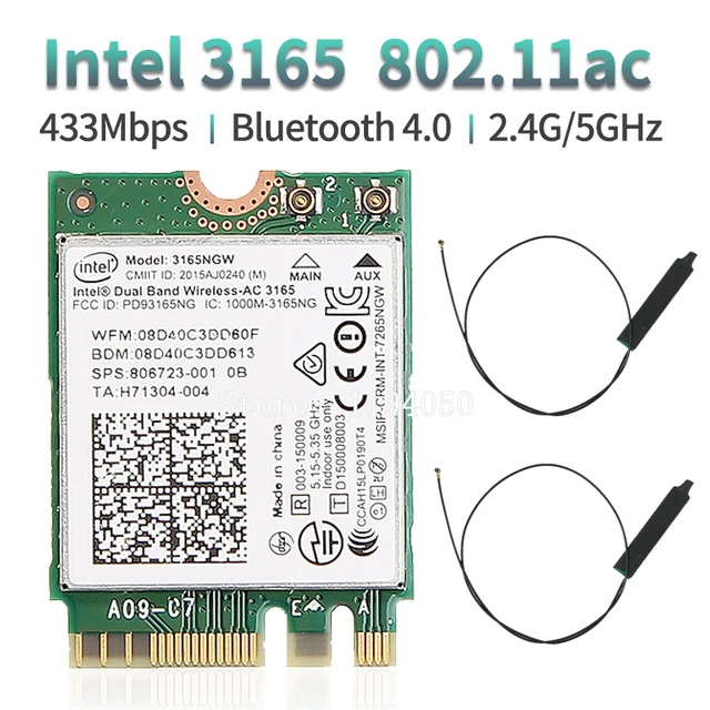 Intel 3165 3165ngw 3165ac Dual Band Wireless Ac + Mini Ngff Wifi Card 802.11ac 4.2 433mbps Ngff Wireless Card 3160 - Cards - AliExpress