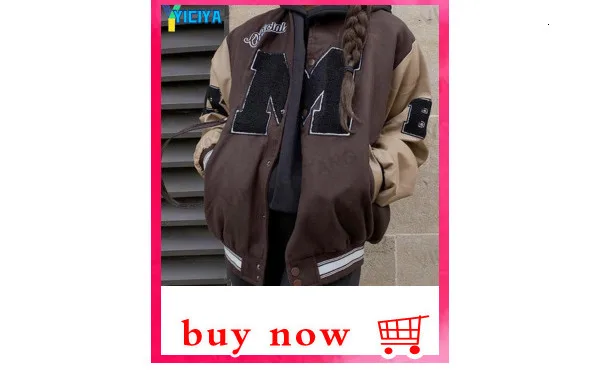 Bomber Jacket Women Vintage Hip-hop Baseball Jacket Letters Embroidery Patchwork Streetwear College Rock Jacket Varsity Jacket