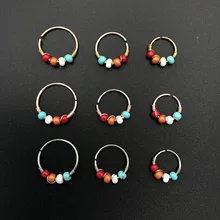 1PCS Boho Bead Nose Ring Surgical Steel Septum Piercing Hoop Indian Nose Ear Piercing Gold Women Body Jewelry Accessories|Body Jewelry|   - AliExpress