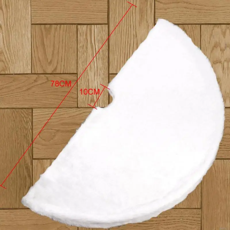 90cm Snow Long Plush Christmas Tree Skirt Nonwovens Golden Cotton Steering Wheel Edge Base Carpet Cover New Year Christmas Party