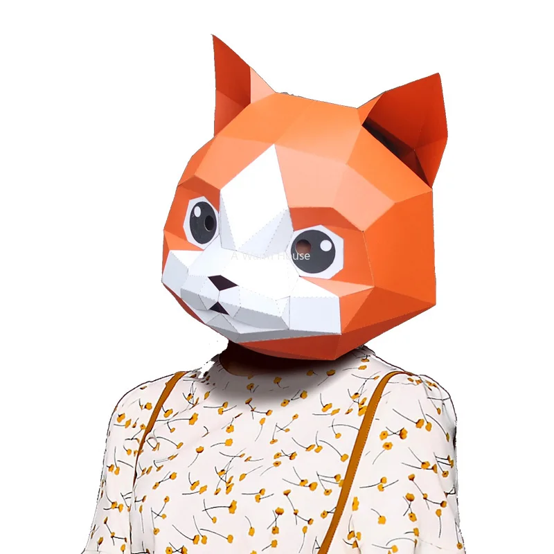 

Halloween Mask DIY Paper Masks Cat Head Party Masquerade Mascara Cosplay Animal Masque Carnaval Decoration Creative Lovely Prop