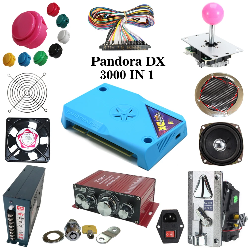 

Arcade parts Bundles kit With Joystick Pushbutton Microswitch Player button Speaker 3000 in 1 Game PCB to Build Up Arcade Machin