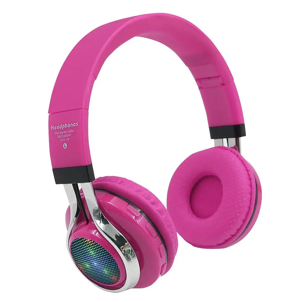 Bluetooth беспроводные наушники Модная Портативная гарнитура Hifi качество звука светодиодный свет наушники для телефонов - Цвет: rose red
