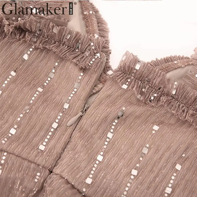 Glamaker, серебряное блестящее вечернее Золотое платье, сексуальное без спинки, без рукавов, элегантное плиссированное платье, облегающее, для вечеринки, для клуба, для девушек, зимний Сарафан