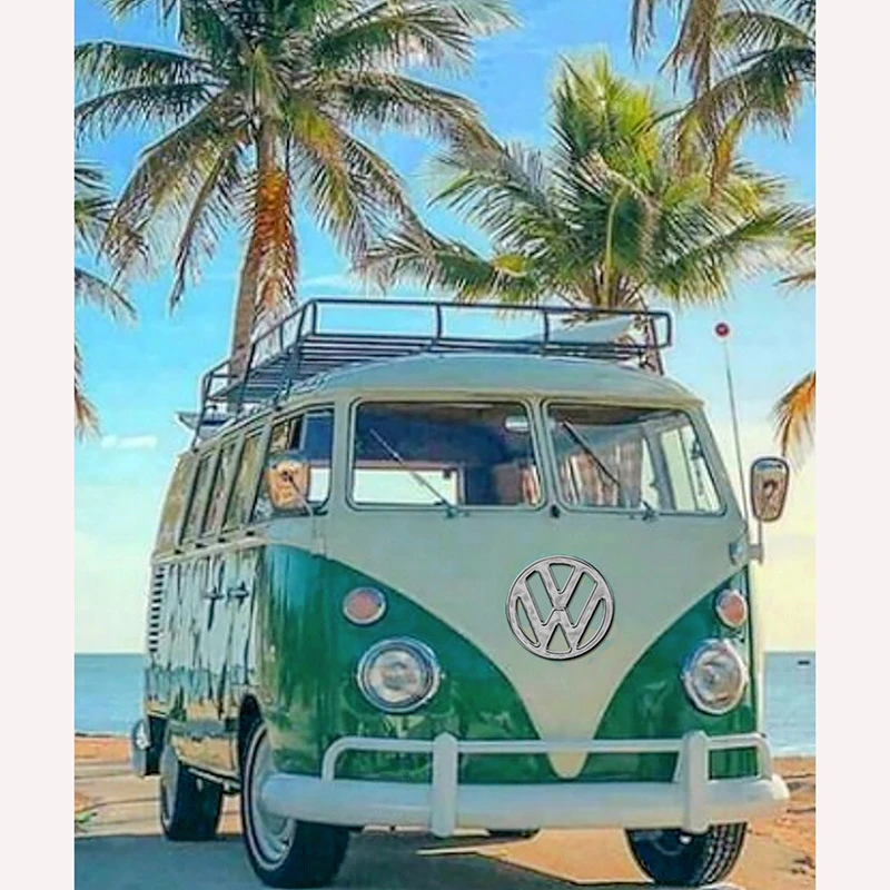 5d Diy Diamond Painting Bus Full Round Diamond Mosaic Cross Stitch Diamond Embroidery Piink Bus Car Volkswagen Rhinestones Gifts Diamond Painting Cross Stitch Aliexpress