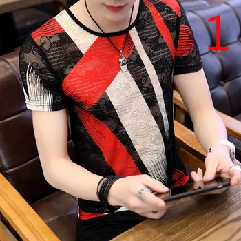 

Men's Short Sleeve T-Shirt Lapel Trend Lapel Trend Korean Slim Cotton Embroidery