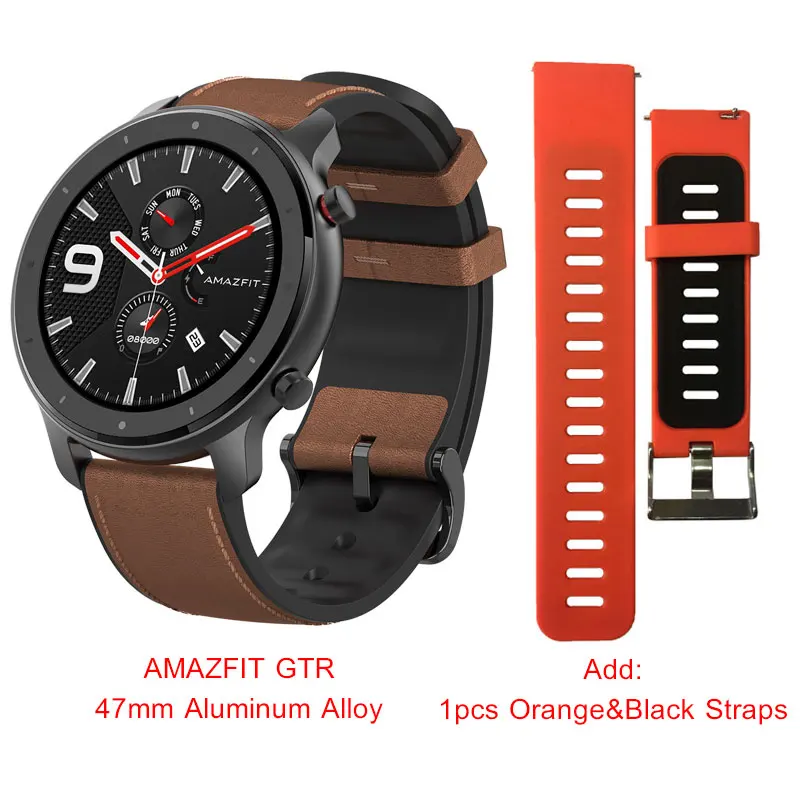 Глобальная версия Xiaomi Huami Amazfit GTR 47 мм умные часы 12 спортивных режимов gps 24 дня батарея - Цвет: AlloyAdd OrangeBlack