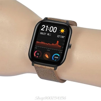 

Vintage Genuine Leather Watch Band Wrist Strap for Huami Amazfit GTS Smart Watch Jy31 20 Dropship